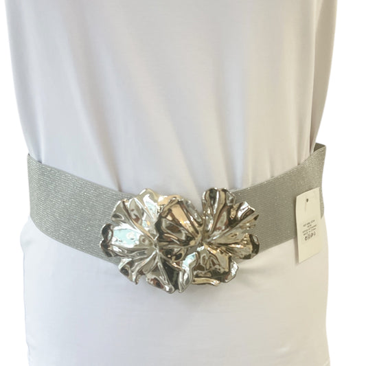 Silver Lurex Elasticated Belt Mirrored Buckle