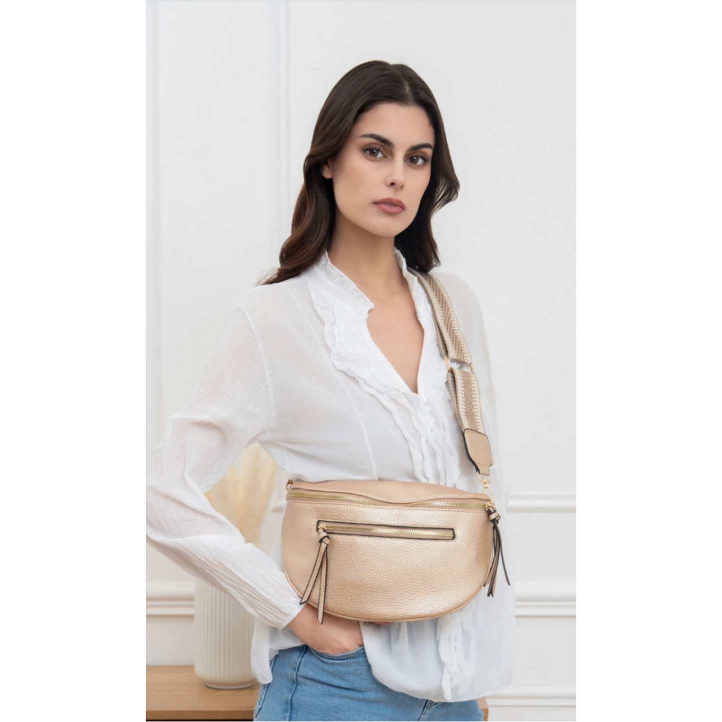 Gold Metallic Crossbody Bag