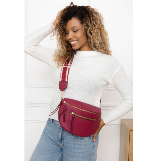 Burgundy Crossbody Bag Canvas Strap
