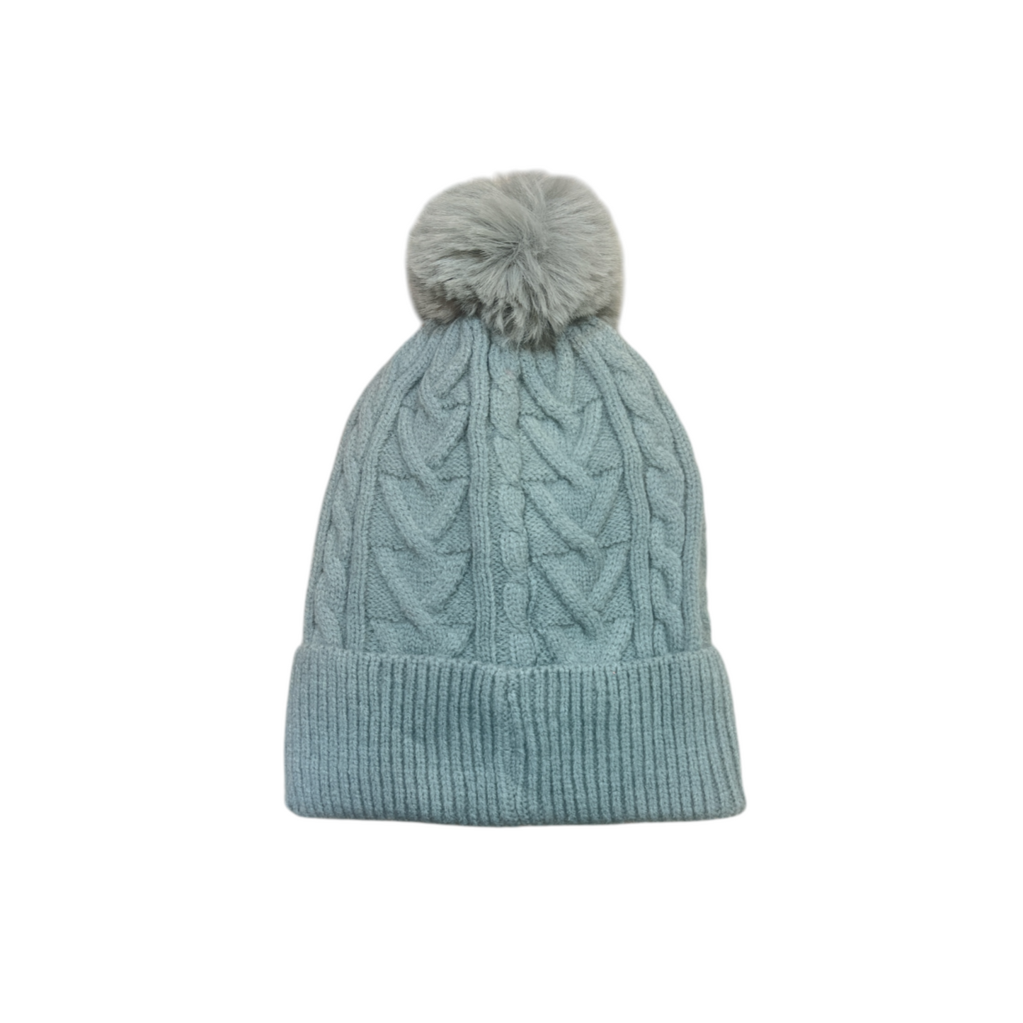 Greyish Blue Knitted Bobble Hat