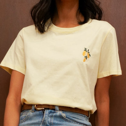 Limoncello Cotton Lemon Embroidered T-Shirt