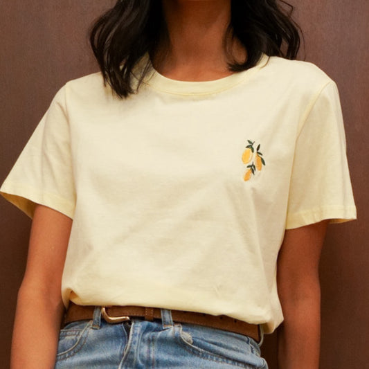 Limoncello Cotton Lemon Embroidered T-Shirt