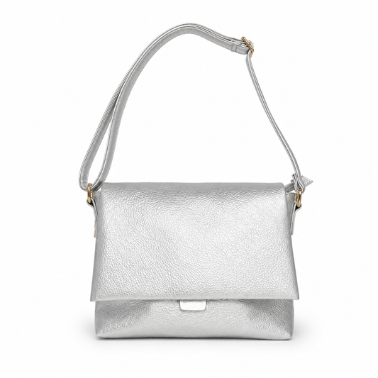 Metallic Silver Crossbody Bag