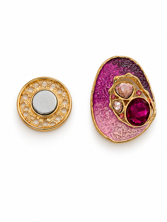 Pink Magnetic Brooch Crystal Centre