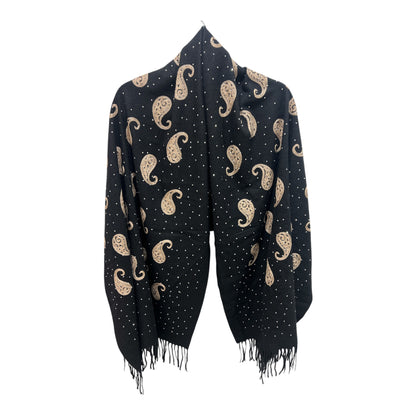 Black Pashmina Embroidered Design & Crystals