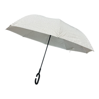 Upside Down Umbrella Polka Dot Cream & Black
