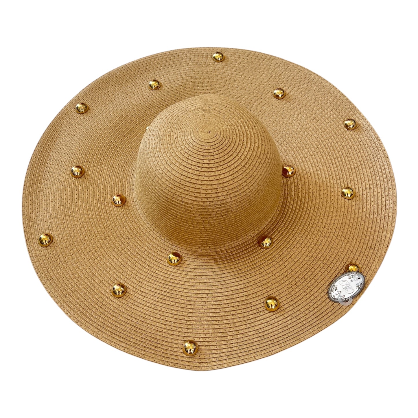 Gold Studded Weaved SunHat Wide Brim