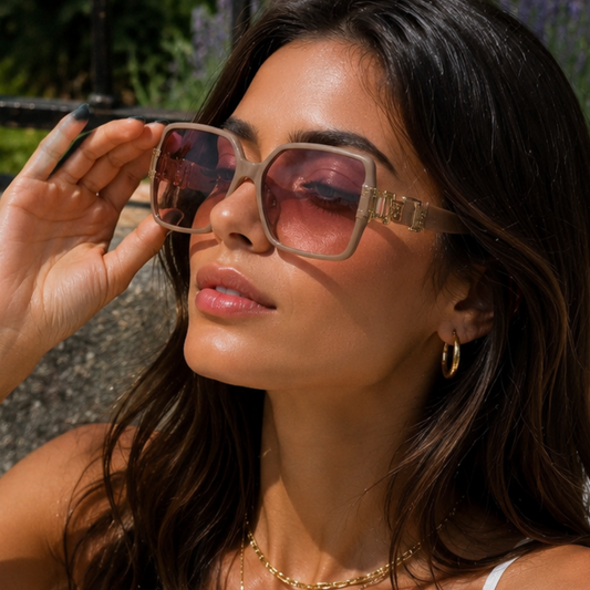 Taupe Oversized Sunglasses H Logo