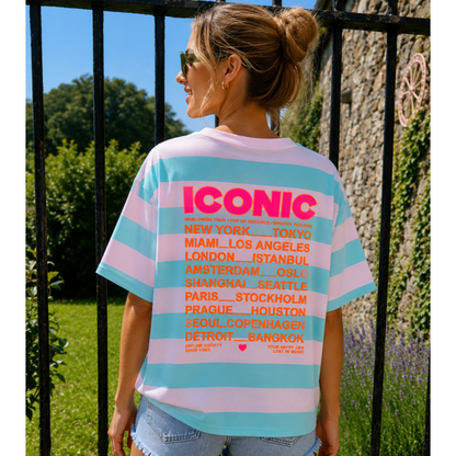 Pastel Iconic Stripe Tee – Pink & Turquoise Top