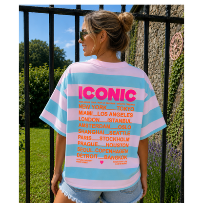 Pastel Iconic Stripe Tee – Pink & Turquoise Top