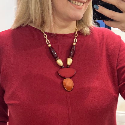 Statement Necklace Wine & Gold