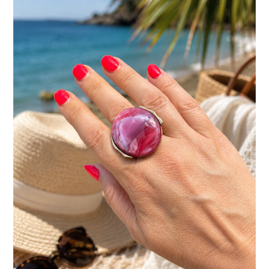 Berry Swirl Elasticated Statement Ring