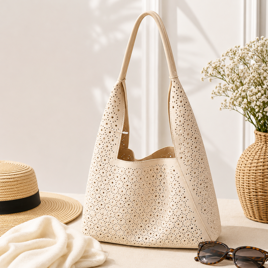 Light Beige Laser Cut Bag 2 In 1