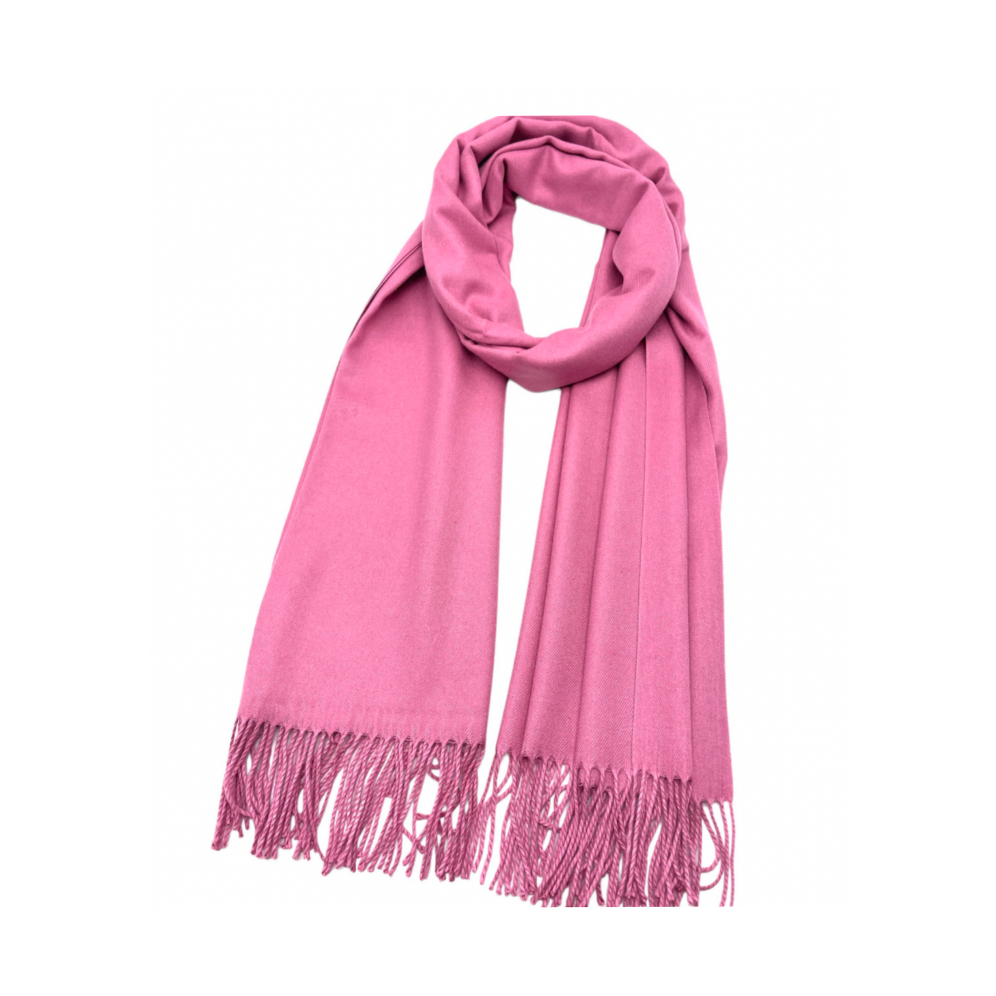 Plain Fringed Pashmina Pink