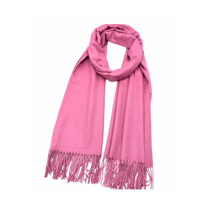 Plain Fringed Pashmina Pink