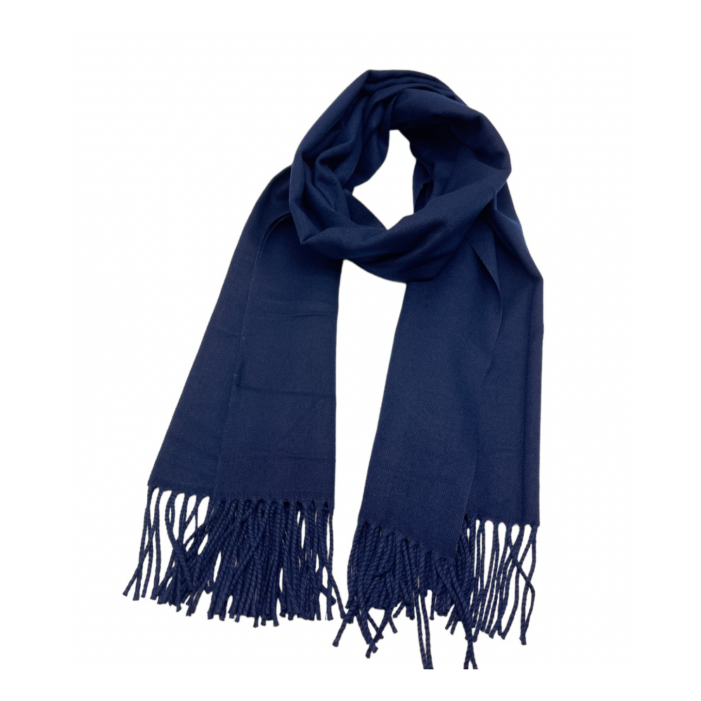 Plain Fringed Pashmina Navy