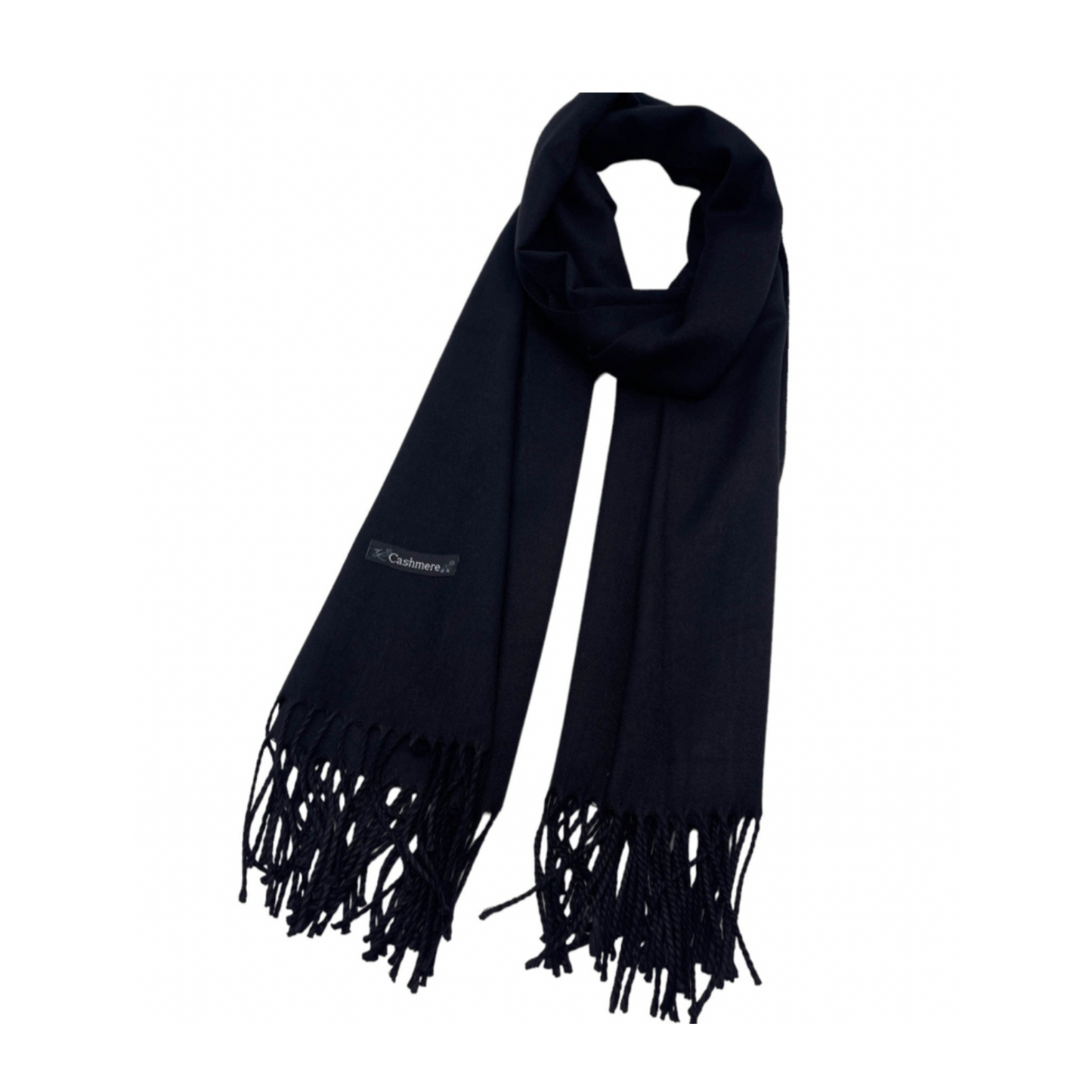 Plain Fringed Pashmina Black