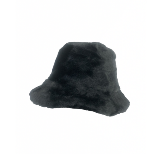 Black Faux Fur Bucket Hat