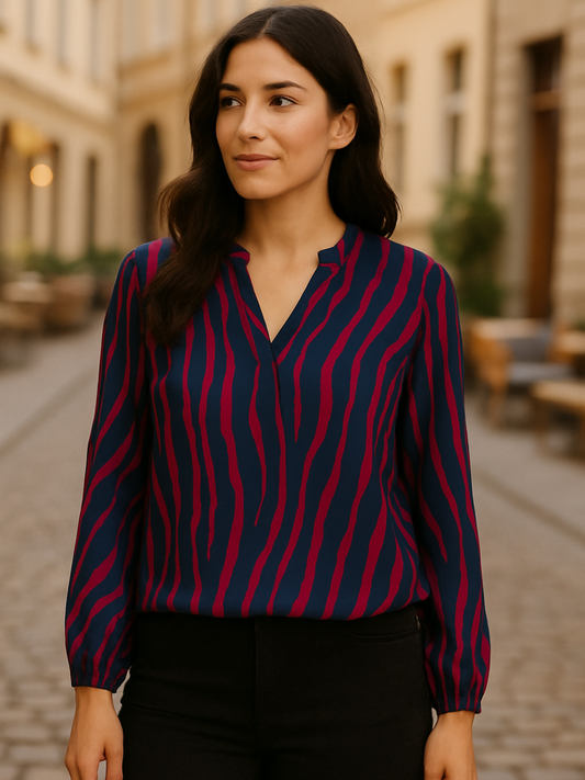 Rema Magenta & Navy Print Band Top