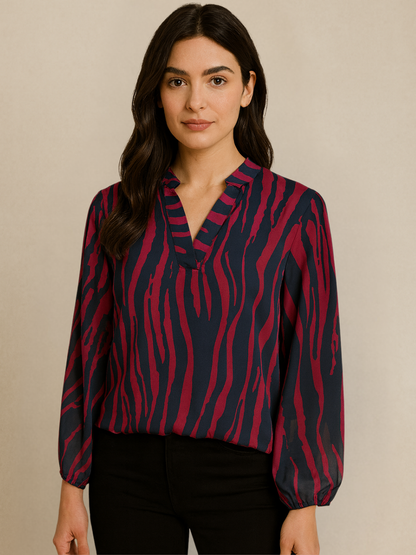 Rema Magenta & Navy Print Band Top