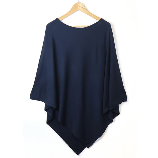 Navy Recycled Blend Poncho