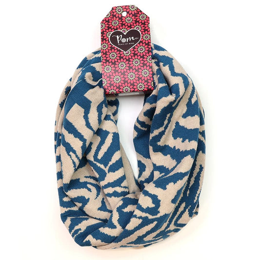 POM Teal mix recycled blend animal stripe snood