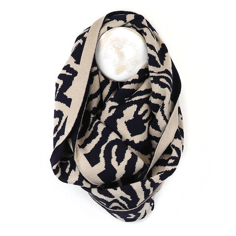 POM Navy & Beige Animal Print Snood