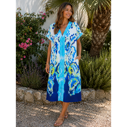 Turquoise, Blue & Lime Crystal Embellished Midi Dress