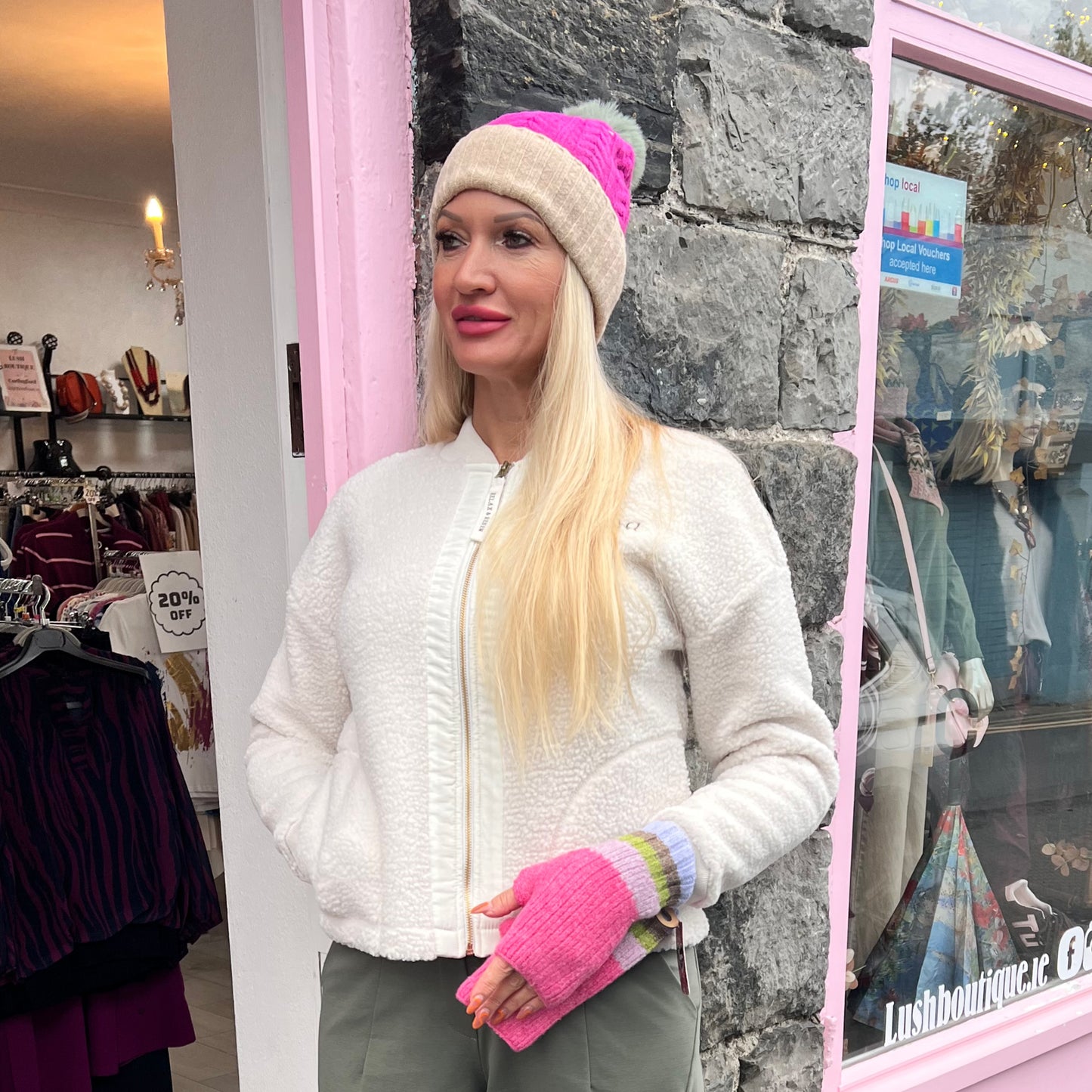 RELAX & RENEW Cream Bomber Jacket