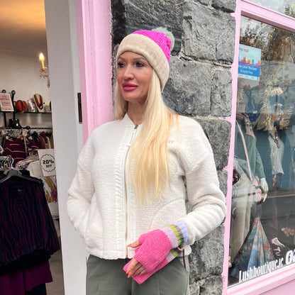 RELAX & RENEW Cream Bomber Jacket