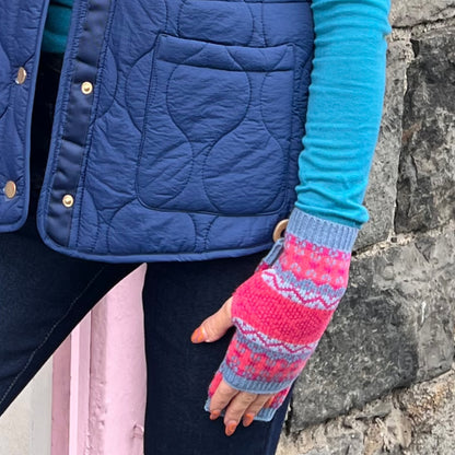 POM Pink & Blue Mix Fingerless Gloves