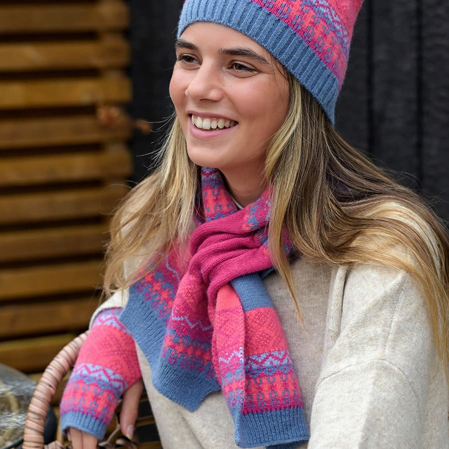 POM Denim Blue & Pink Pull Through Scarf