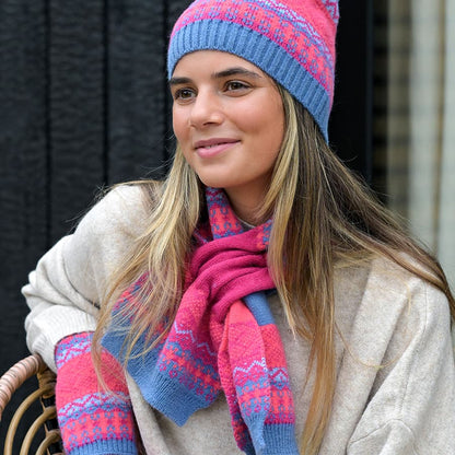 POM Denim Blue & Pink Pull Through Scarf