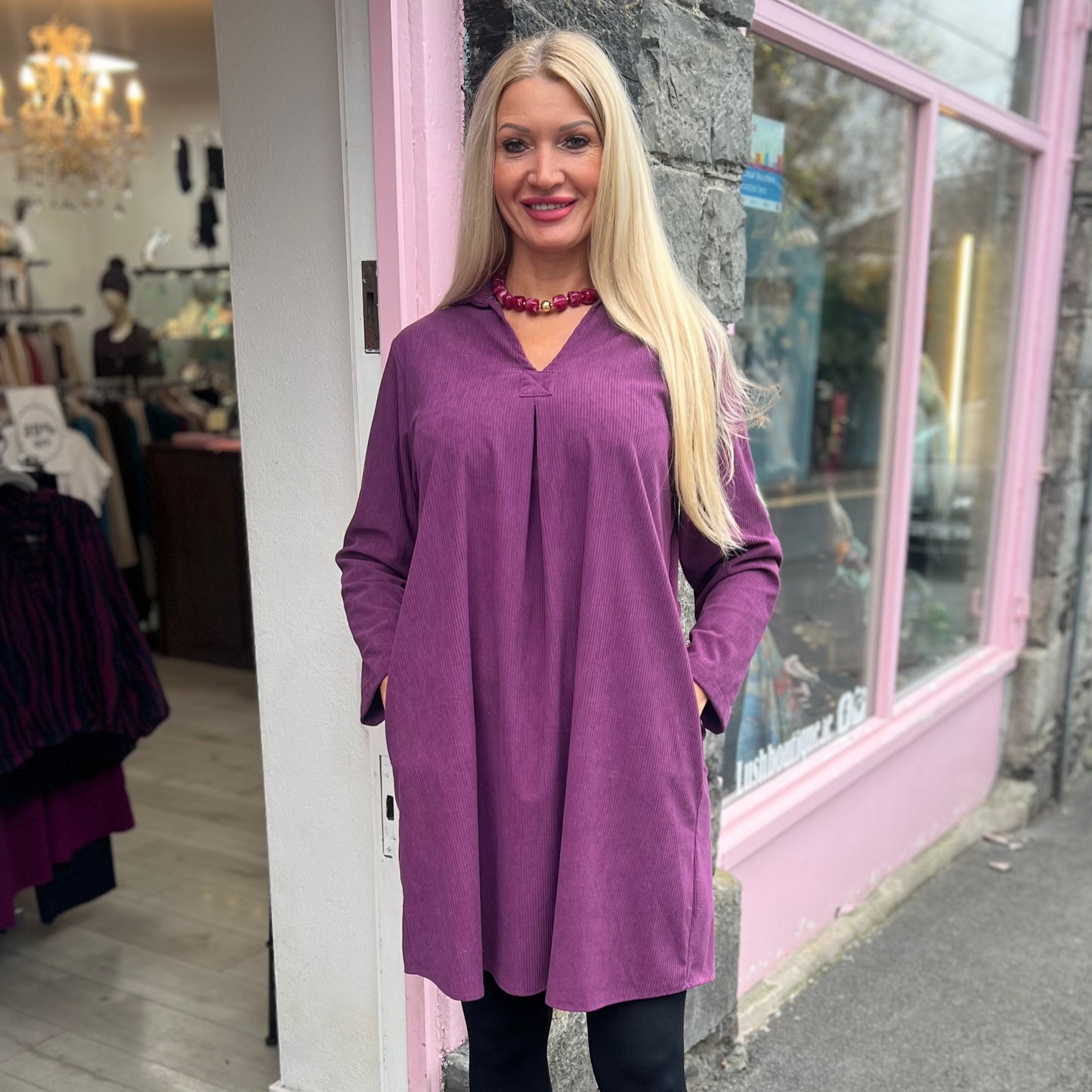 Purple Cord Tunic Dress
