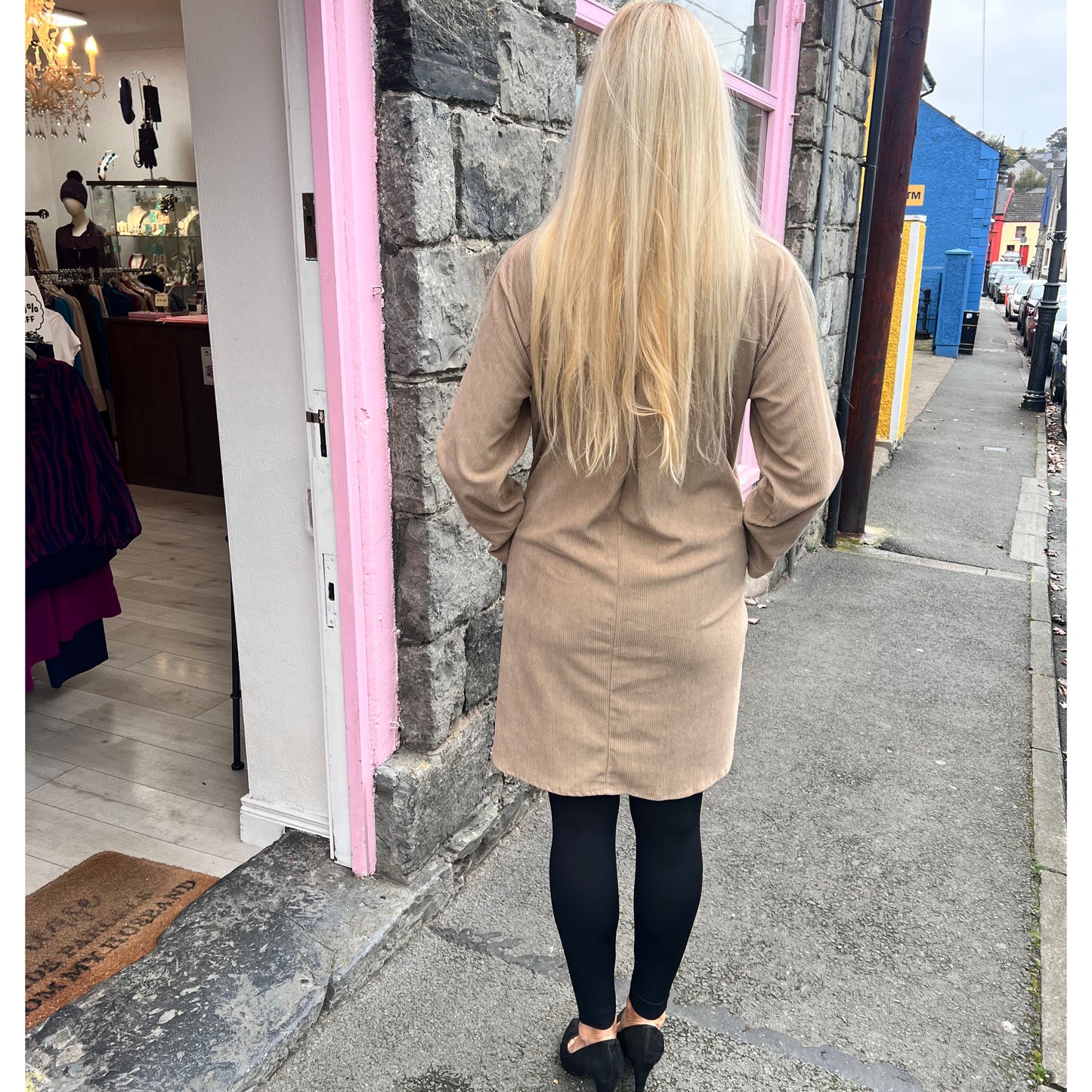 Beige Cord Tunic Dress
