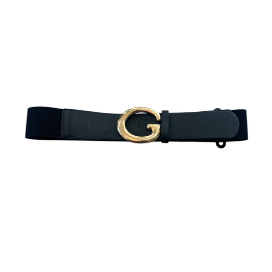 Navy Elasticated Gold Buckled G Belt