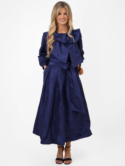 Azara Taffeta Bow Top Navy