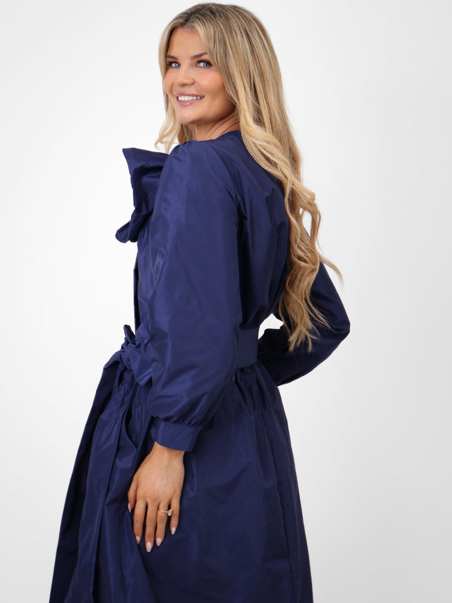 Azara Taffeta Bow Top Navy