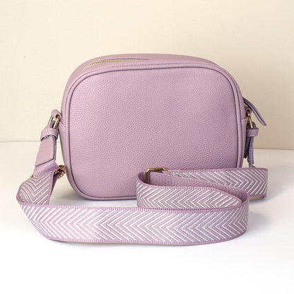 POM Lilac Vegan Leather Camera Bag Chevron Strap