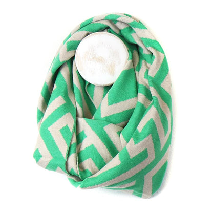 Jade & Beige Mix Geometric Recycled Snood