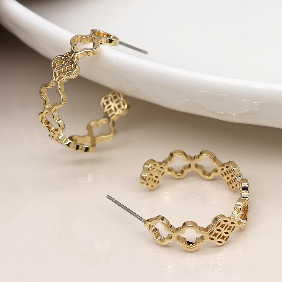 POM Golden multi quatrefoil hoop earrings