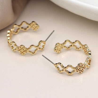 POM Golden multi quatrefoil hoop earrings