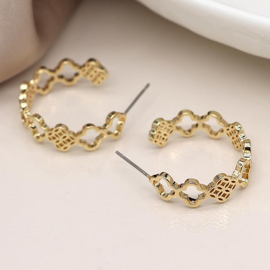 POM Golden multi quatrefoil hoop earrings