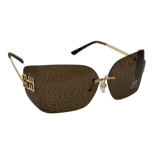 Brown & Gold Wraparound Sunglasses