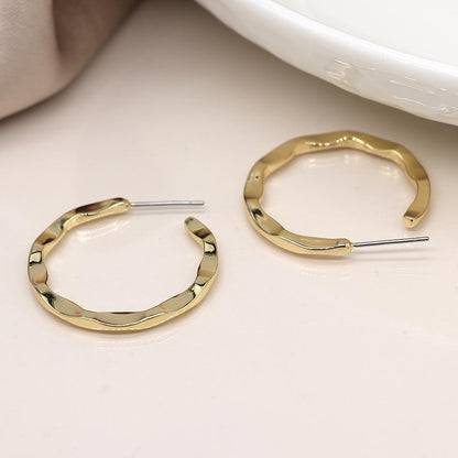 POM Gold Irregular Hoop Earrings