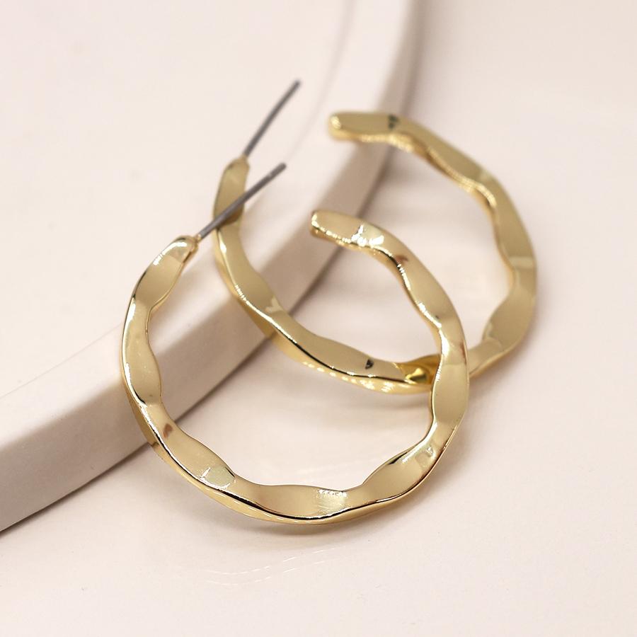 POM Gold Irregular Hoop Earrings