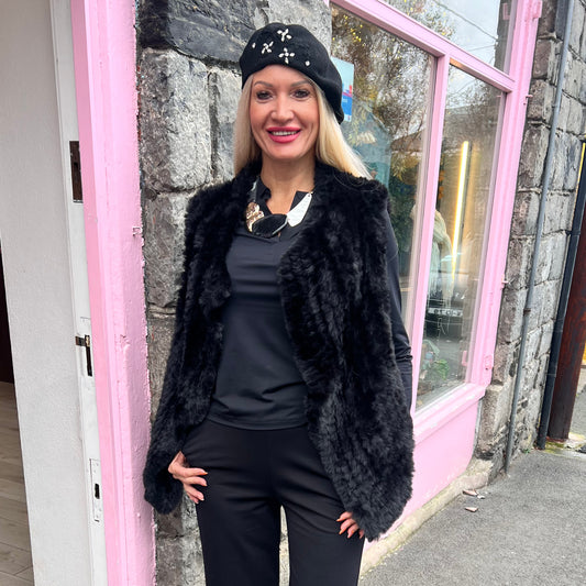 Faux Fur Gilet Black
