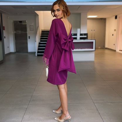 Pamela Bow Dress Magenta
