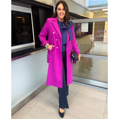 Naomi Belted Coat Magenta