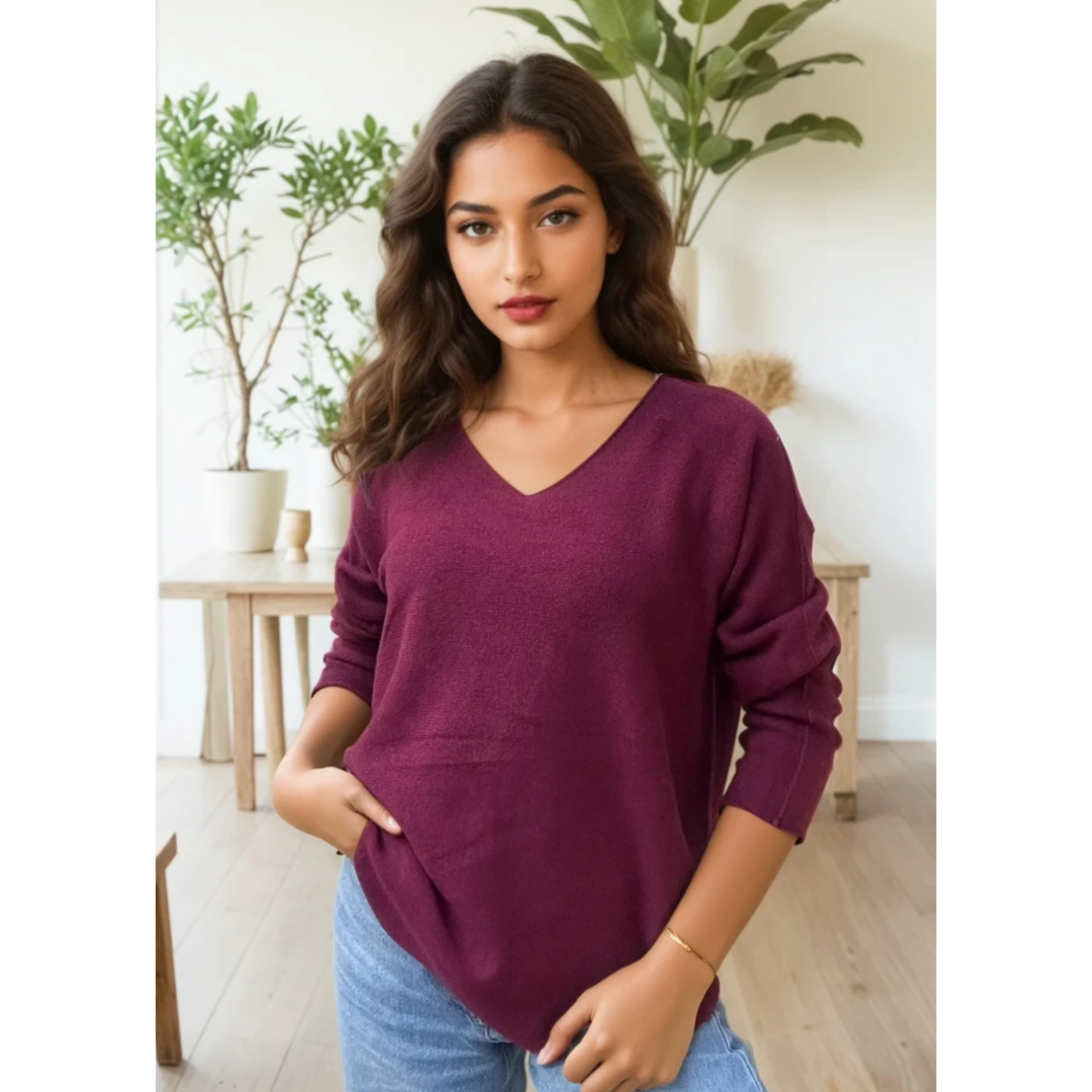 Rosa V Neck Plain Jumper (3 Colours)